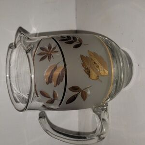 Glass Creamer Vintage Antique Mid Century Libby Frosted Gold Leaf